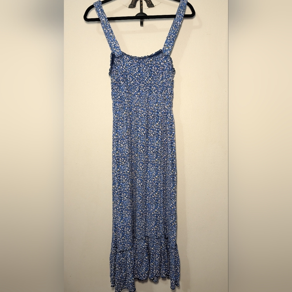 Urban Outfitters Floral Smocked Midi Dress Blue White Boho Cottage Womens Size S - Picture 5 of 5